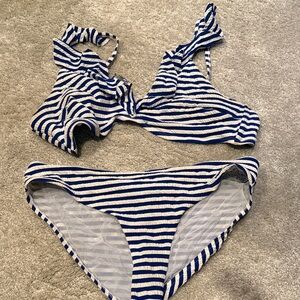 Sea Level Blue and White Striped Bikini size 10 bottom & 12 top
